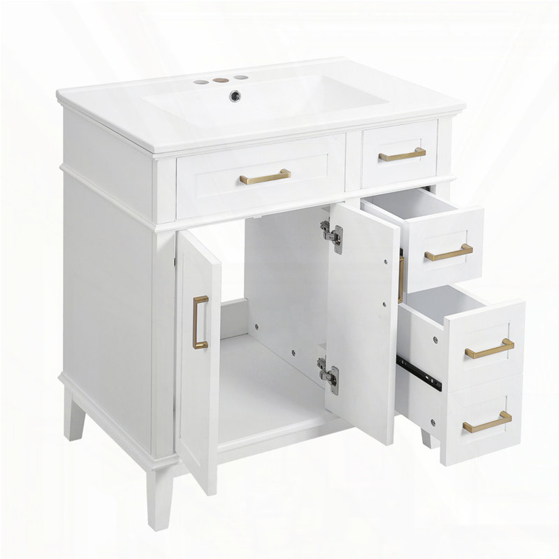 Meuble-lavabo 30 po avec lavabo en céramique, Blanc