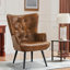 Fauteuil à oreilles en similicuir Nalupatio, fauteuil capitonné capitonné en cuir PU, fauteuil à oreilles avec lecture, fauteuil d'appoint pour salon, brun-2128126010