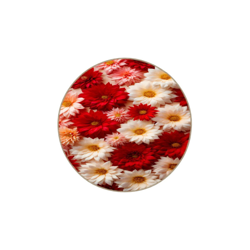 Tapis floral lavable à motif floral, Rond 5 pi