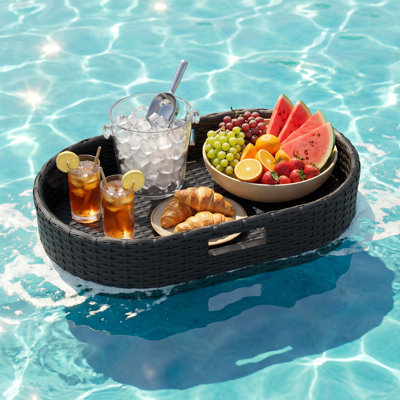 Plateau flottant de taille moyenne, plateau de service ovale pour les flotteurs de piscine, pour les bancs de sable, les spas et les fêtes, boissons de service de piscine, brunch