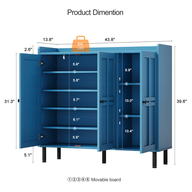 30-Pair Shoe Cabinet, Blue