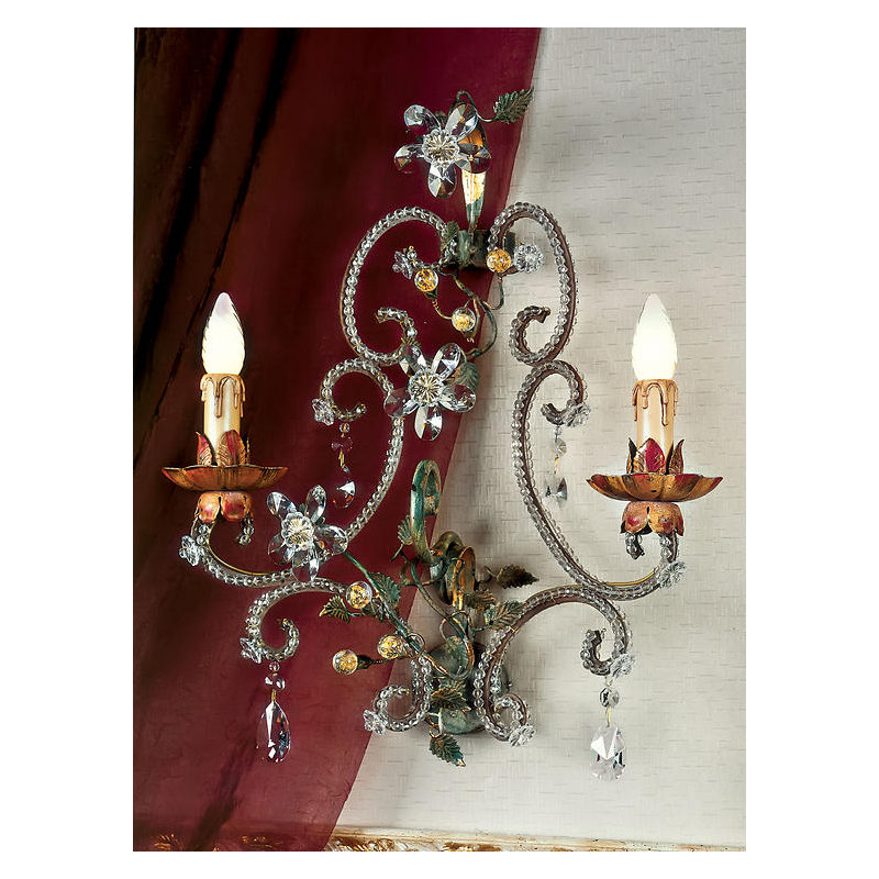 Applique murale 2 lumières transparente / brune, Swarovski
