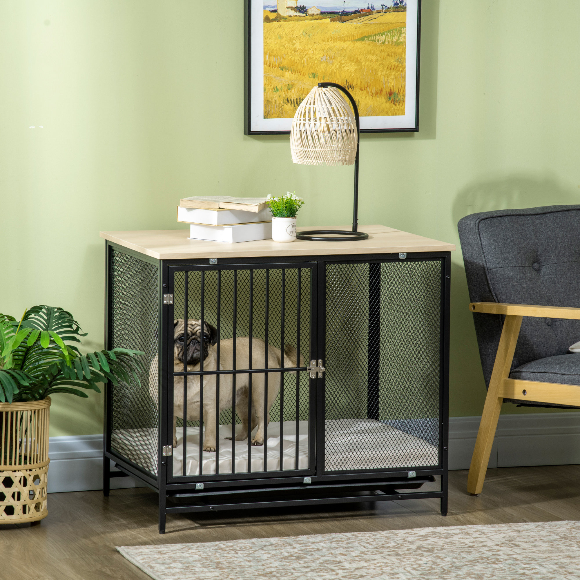 Tucker Murphy Pet™ Dog Crate Furniture With Water-Resistant Cushion, Dog  Crate End Table With Removable Tray, Indoor Pet Crate For Small And Medium