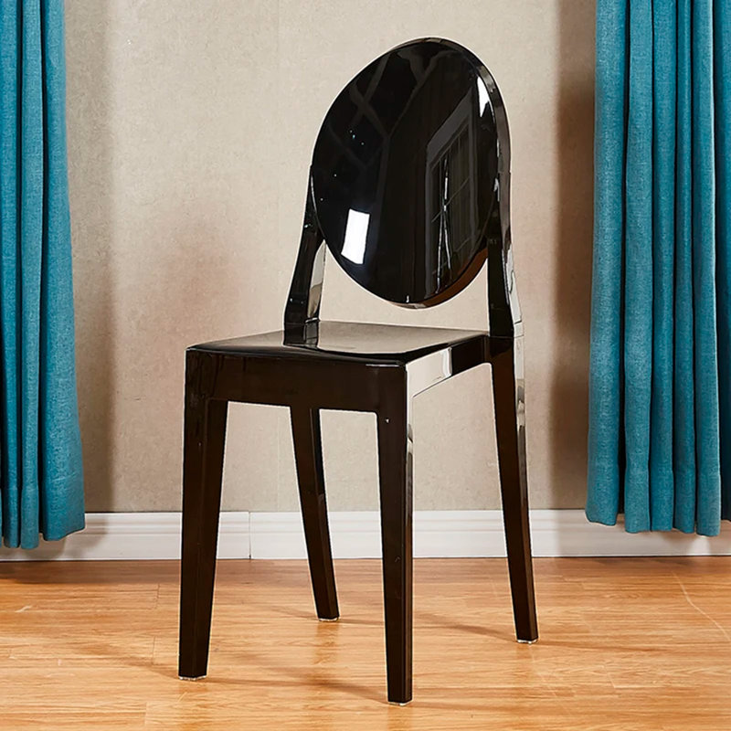 Black Transparent Polycarbonate Stacking Side Chairs, Set of 4