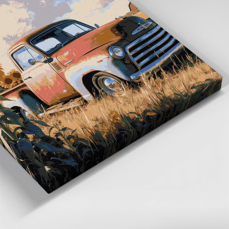 «Farm Old Pickup Camions», art mural sur toile, H 16 po x l 16 po