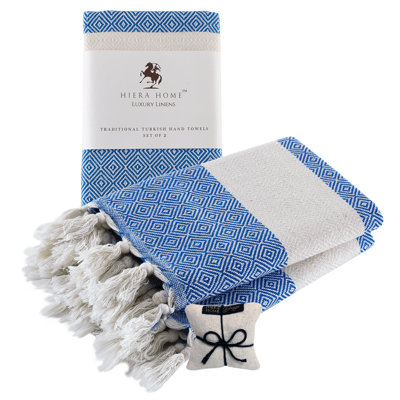 Ensemble de 2 serviettes de toilette turques pour la salle de bain et la cuisine - Serviettes de ferme douces, absorbantes et à séchage rapide pour les mains, les cheveux et le visage (19 po x 39 po)