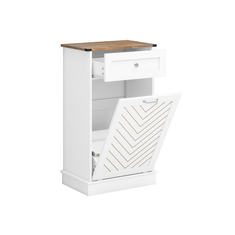 Poubelle en bois manufacturé 10 gallons Alsfeld, H 36 po x l 20,5 po x P 13,5 po, Blanc