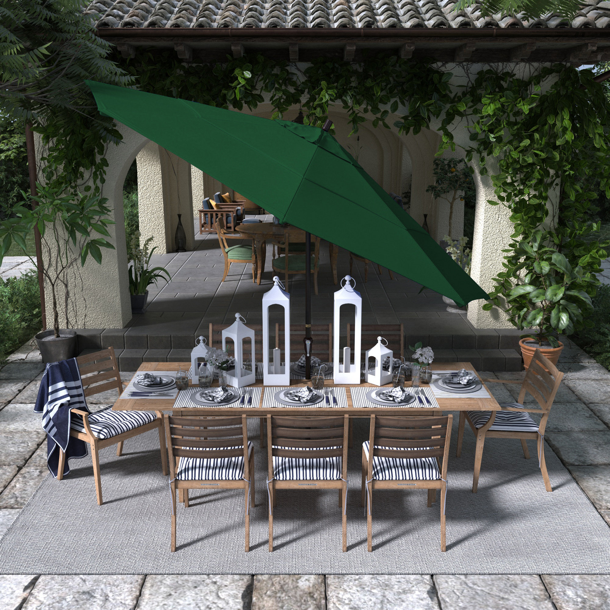 132'' Outdoor Umbrella, Hunter Green Performance
