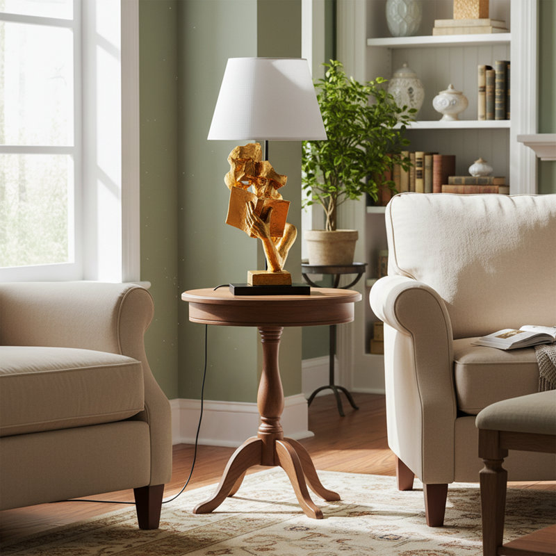 Lampe de table Golden Sculptural, Blanc