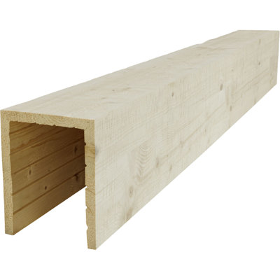 AmeriCraft Wood Resawn Beam, 3-Sided (U-Beam), 9 1/2"W x 7 1/2"H x 192"L, White Washed Pickling Finish, Stain Grade Pine