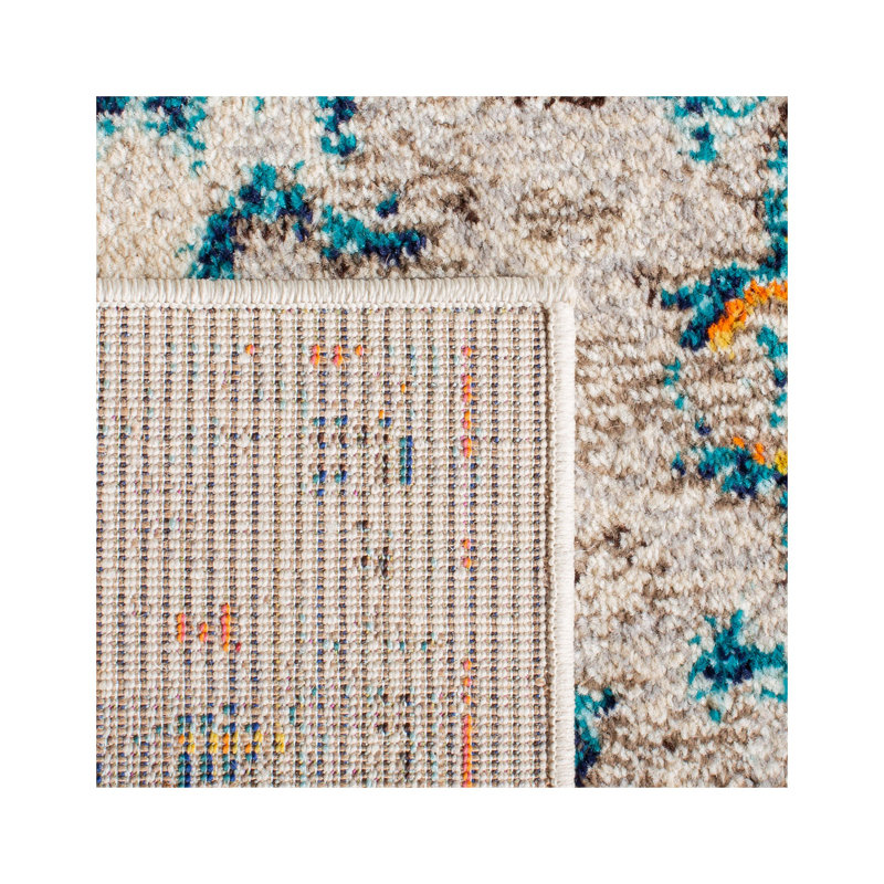 Felty Oriental Cream/Blue Area Rug, Square 6'7"