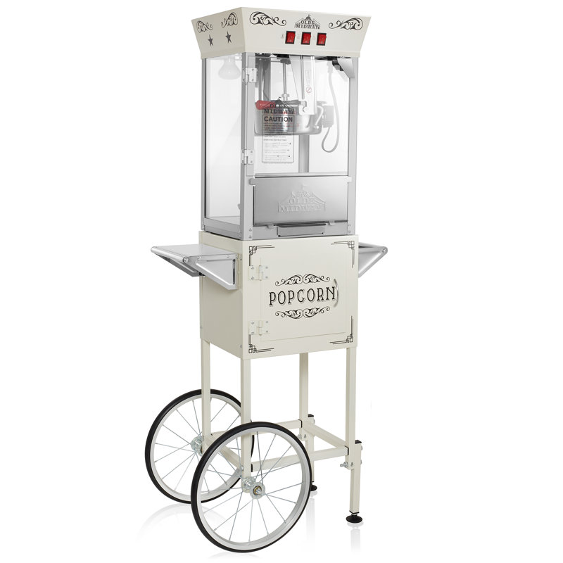 Machine à maïs soufflé de style cinéma avec chariot et bouilloire de 225 g - Crème, Cream