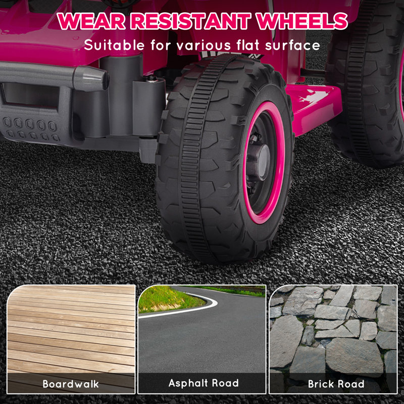 HOMCOM 1 Seater All-Terrain Vehicles Battery Powered Ride On, Pink