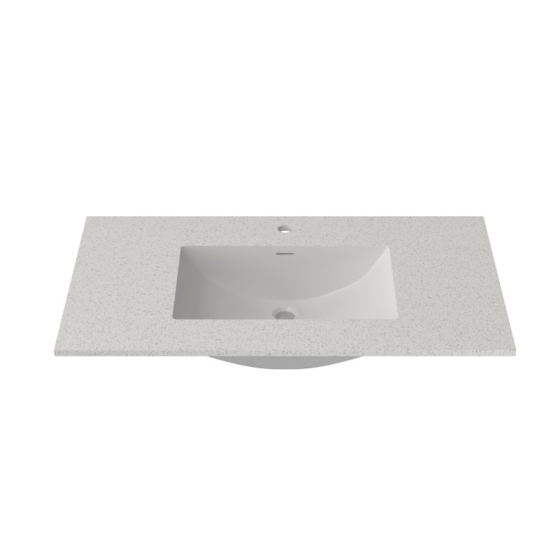 Lavabo de salle de bain encastré rectangulaire en acrylique 37 "avec trop-plein, Light Grey
