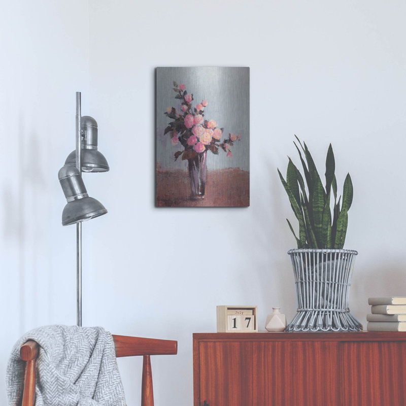 «Soft Lit Roses II» par Tim O'Toole, art mural en métal, 16 po x 24 po