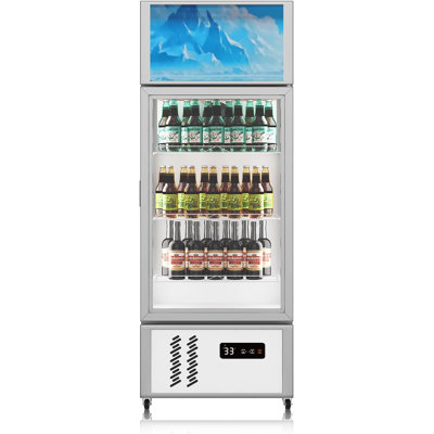8 pieds cubes Pi. Réfrigérateur commercial pour boissons avec porte vitrée - Réfrigérateur de présentation pour la bière, les boissons gazeuses, les collations - Tablettes réglables, thermostat numérique, roulettes - idéal pour les bars, les cafés