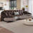 Dark Brown Genuine Leather Modular Sofa cushion couch-1056068427-1056068425