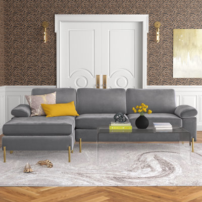 Lian Velvet L-Shaped Sectional Reversible