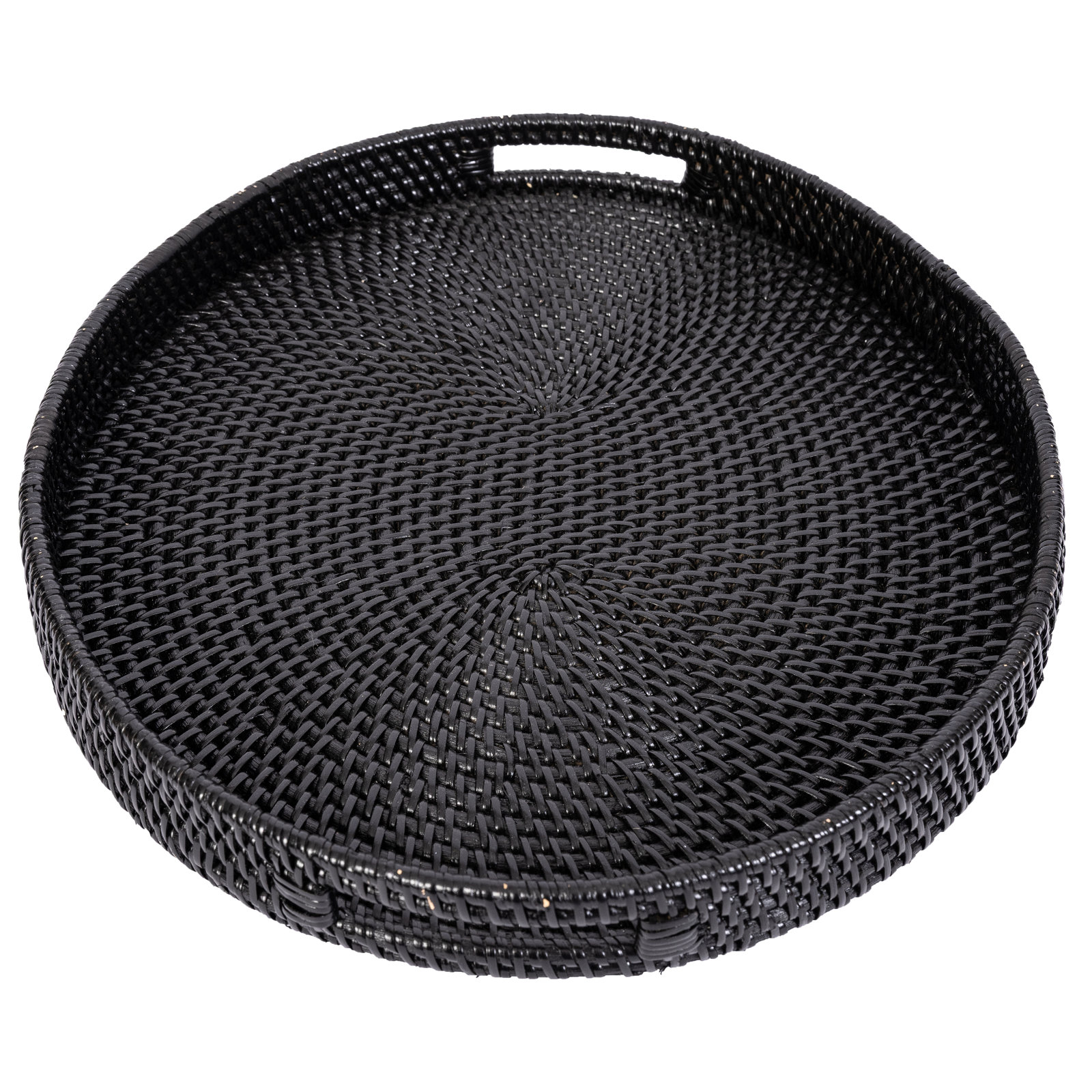 Ilonka Rattan Decorative Tray, 18"W x 15"D x 2"H, Tudor Black