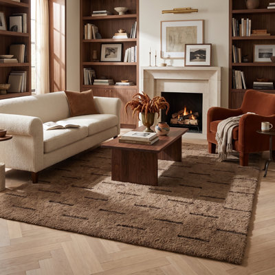 Talvyn AIB09 Tufted Striped Tan/Tan Area Rug (18in Swatch)
