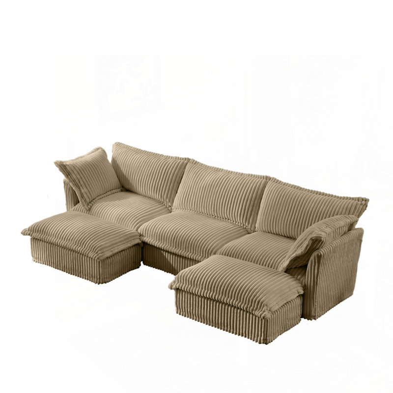 Canapé modulaire confortable avec plusieurs coussins pour le salon, Chameau