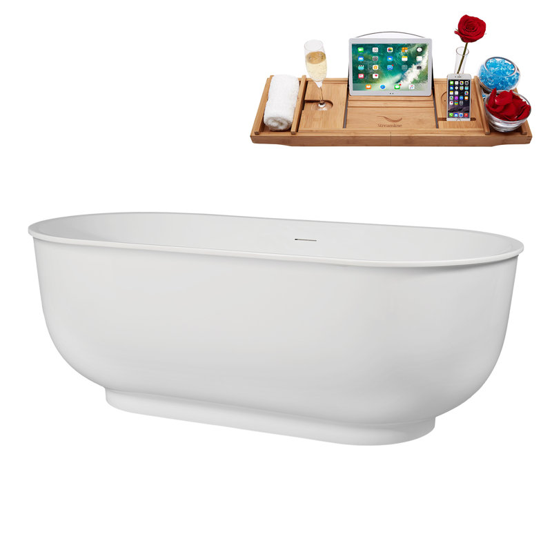 Baignoire autoportante 66,5 "avec drain interne Streamline, Laiton poli