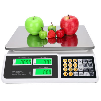 Échelle de prix commerciale à écran LCD 88 lb / 40 kg avec plateforme en acier inoxydable