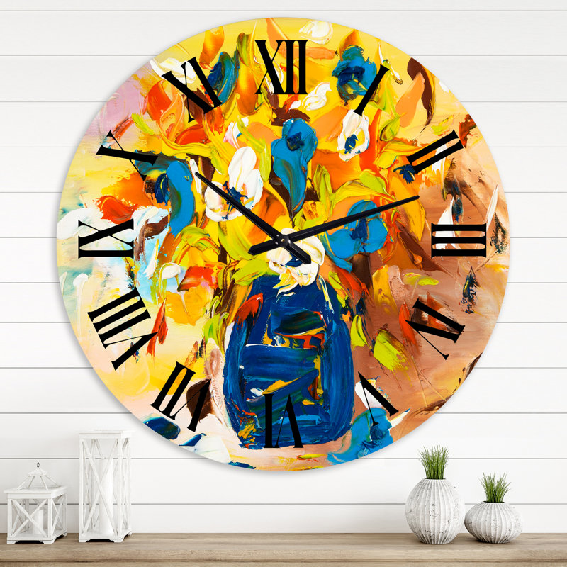 A Vibrant Flower Bouquet Wall Clock, Medium