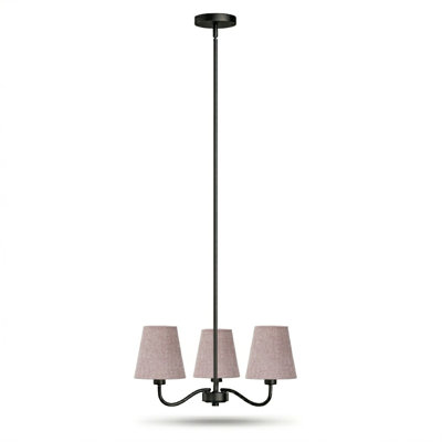3-light 21"w Polished Brass Modern Spider Chandelier With Linen Shades For Dining Room Or Kitchen Island