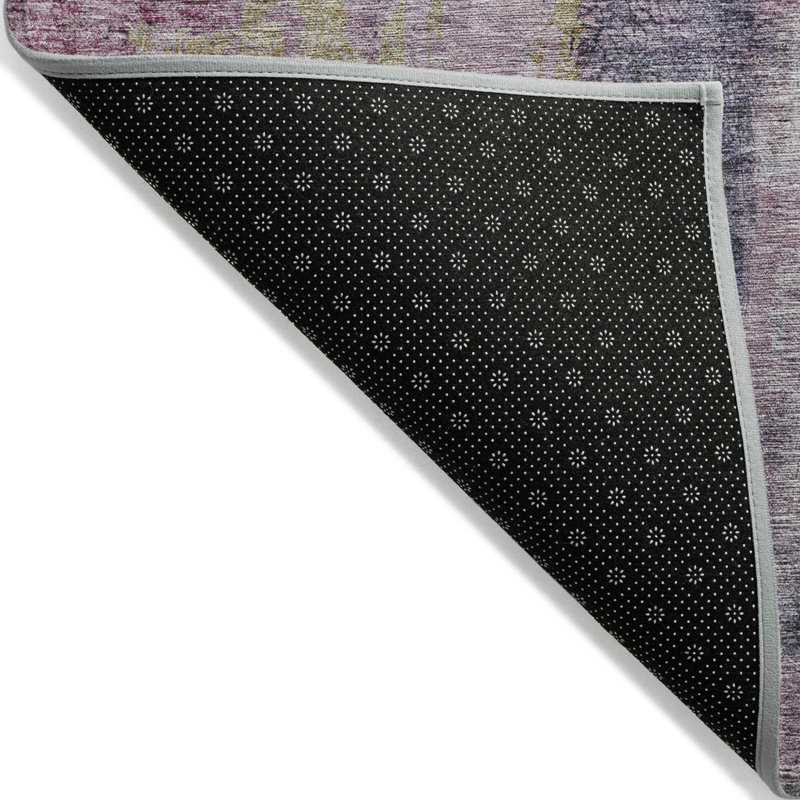 Tapis intérieur lavable abstrait 10 pi x 14 pi mauve