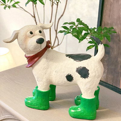 White Dog shape Resin Decorative Object