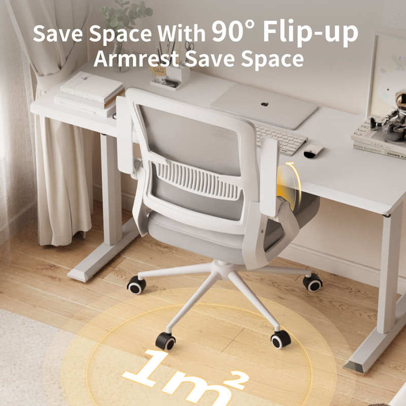 Computer Desk Office Chair with Flip-up Armrests, Grey