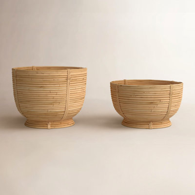 Callie Handmade Coastal Rattan Decorative Basket - Set of 2
