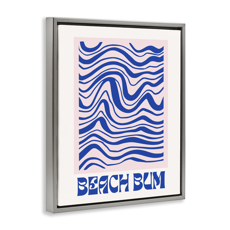  "Beach Bum", art abstrait sur toile flottant encadré par House of Lulu, H 21 po x l 17 po, Cadre flottant gris lustré