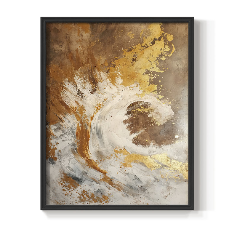 ABSTRACT Series CDXLII, reproduction encadrée - bois massif, H 11 po x l 9 po, Noir, noir, noir, noir