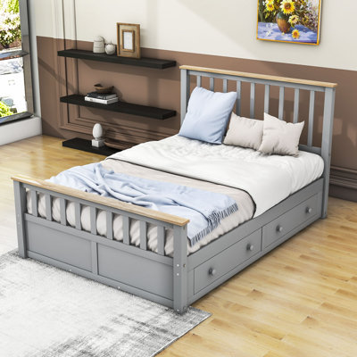 Rumbell Two Drawers Wood Platform Bed with Headboard and Footboard -  Red Barrel StudioÂ®, 2B8C5A16119F4645AA555F224B74E02E