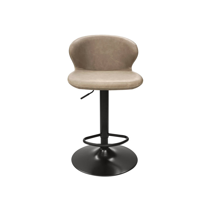 ROSSO GASLIFT 360° SWIVEL BARSTOOL - VINTAGE FAUX LEATHER - BLACK SAND POWDER COATED BASE (SINGLE), Beige/Powder Coated