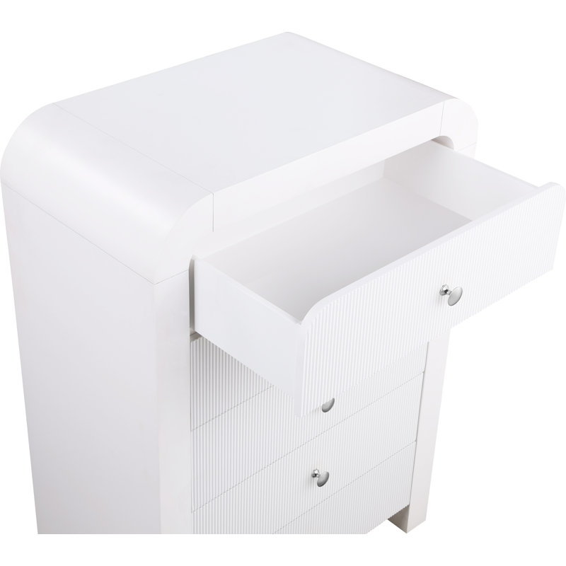 Commode 5 tiroirs Alessondra, Blanc