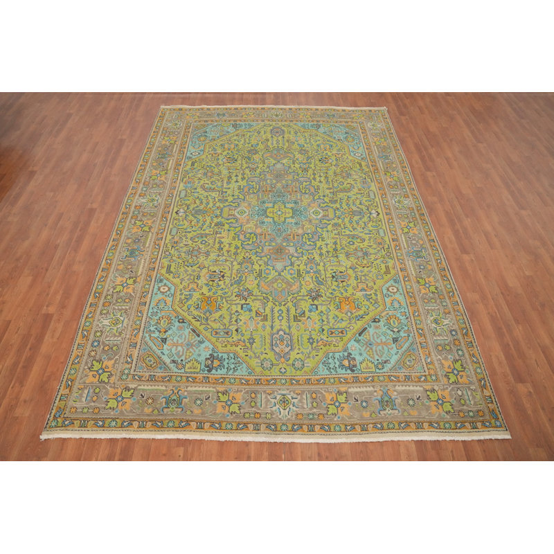 Handmade Wool Green Traditional Area Rug 8x11