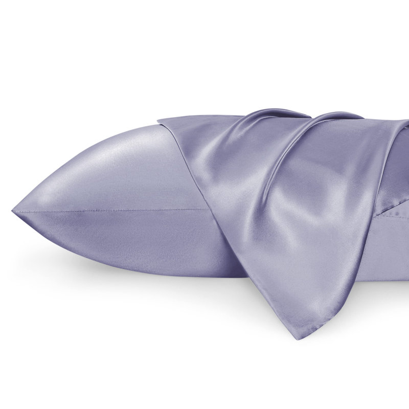 Ensemble de 2 taies d'oreiller en satin, 300 fils, sable gris, GentleSoft ™, Taie d'oreiller standard, Light Purple