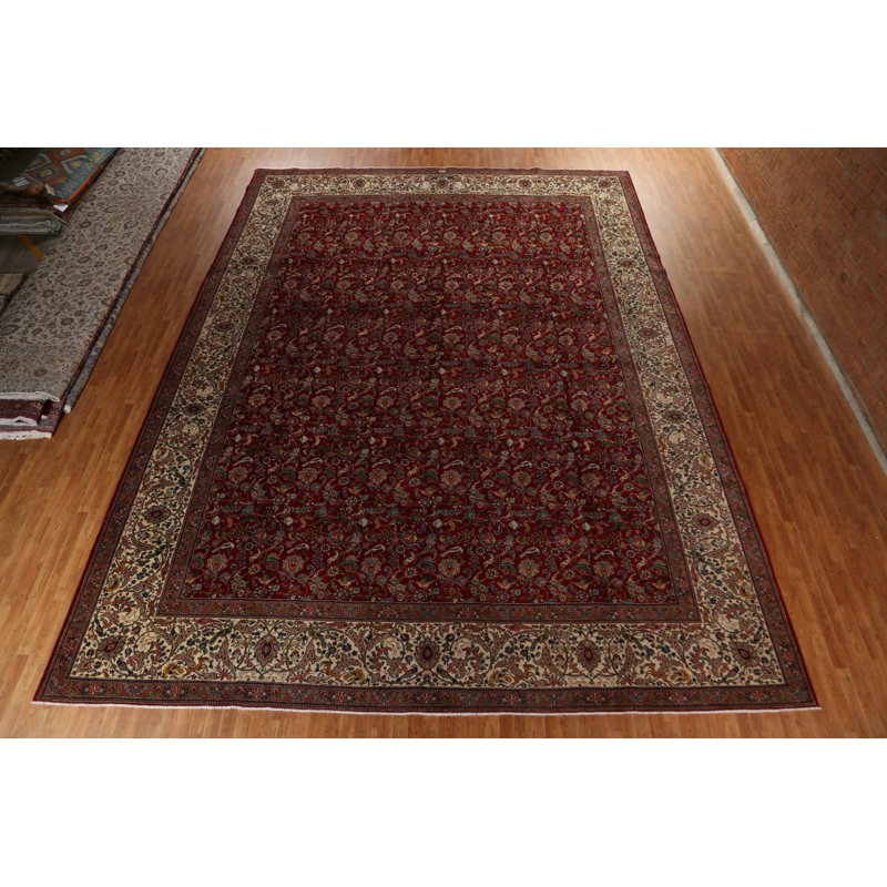 Tapis persan à motif végétal Tabriz noué à la main 15 x 19