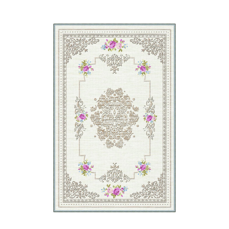 Stylish Woven Carpet, 4 x 6 Feet, 100% Polyester | Antibacterial, 3D Digital Printing, Non-Slip PVC Felt Dot Underside | Machine Washable, 0.4 in Pile Height, Perfect for Living Room & Bedroom Decor