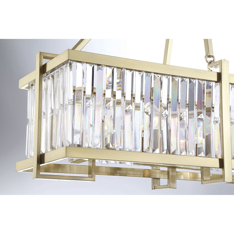Luminaire suspendu linéaire pour îlot de cuisine 8 lumières avec accents de cristal Amherst