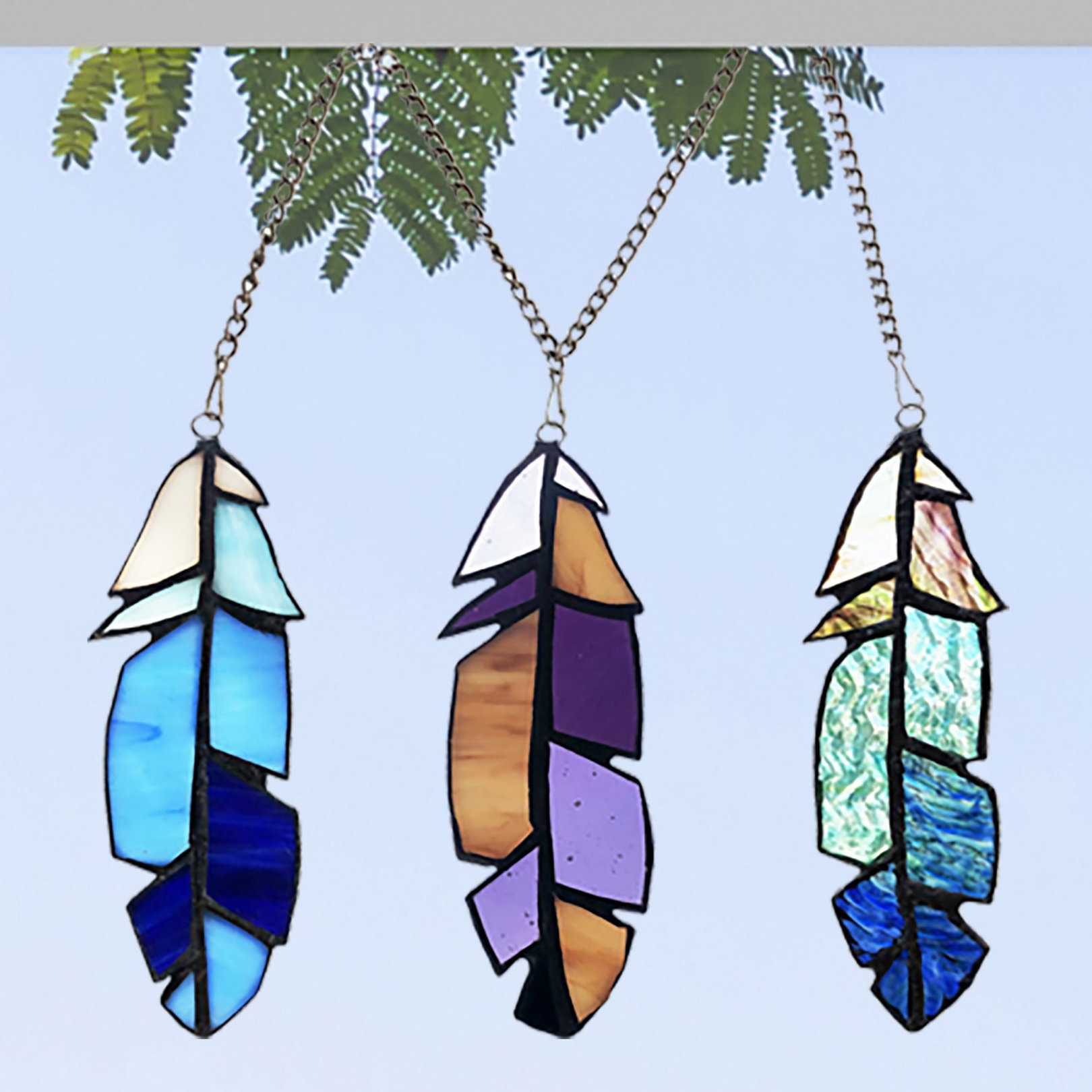 Dakota Fields Virtues of a Feather 3 PieceStained Glass Suncatcher