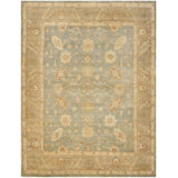 Oushak Orienal Hand Knotted Wool Light Blue/Beige Area Rug