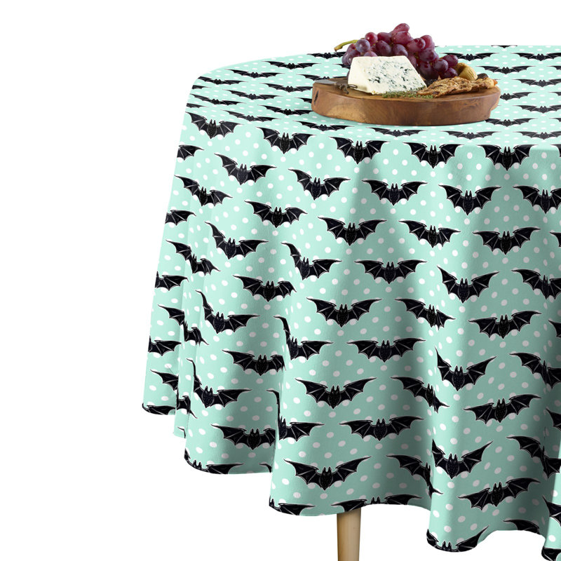 Simoneau Halloween Bats Dots Tablecloth, 90" x 90"