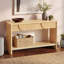 Console cannelée 55 po, tiroirs semi-circulaires à bande verticale, plateau en bois massif, fermeture en douceur
