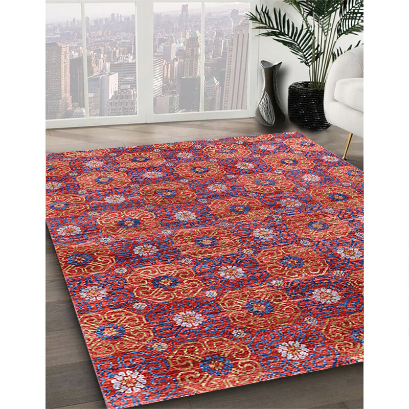 Tapis 100% Mid-Century moderne lavable à la machine 1528, Rond 8 pi