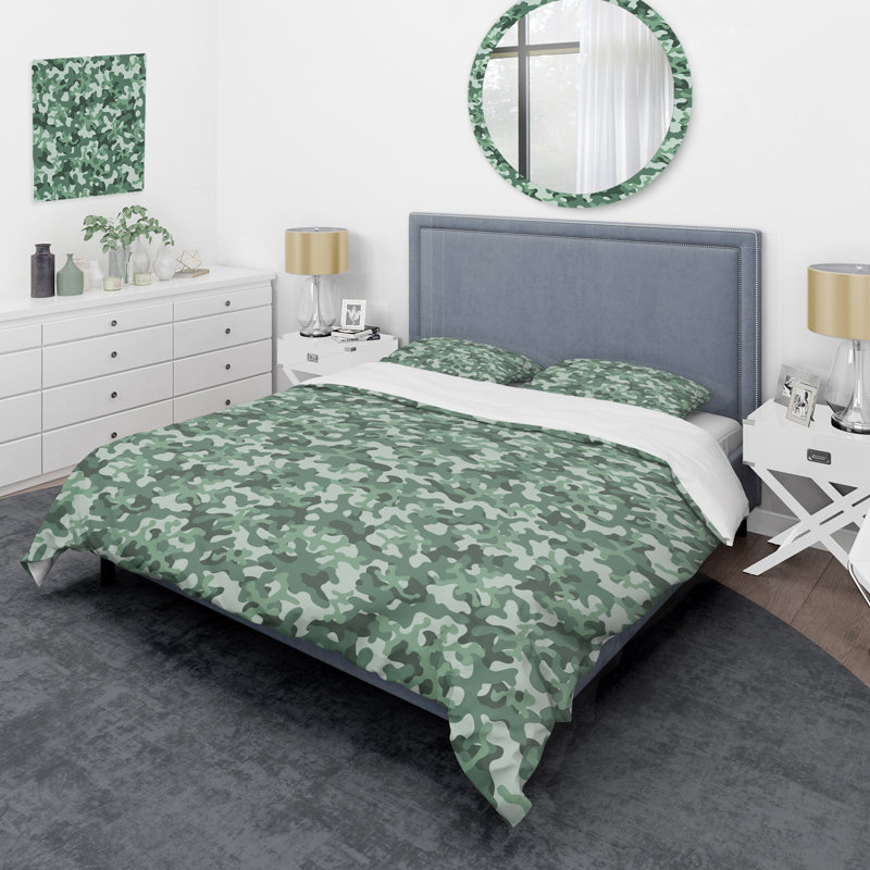 Camouflage militaire vert tendance - ensemble de housse de couette abstrait - microfibre de polyester