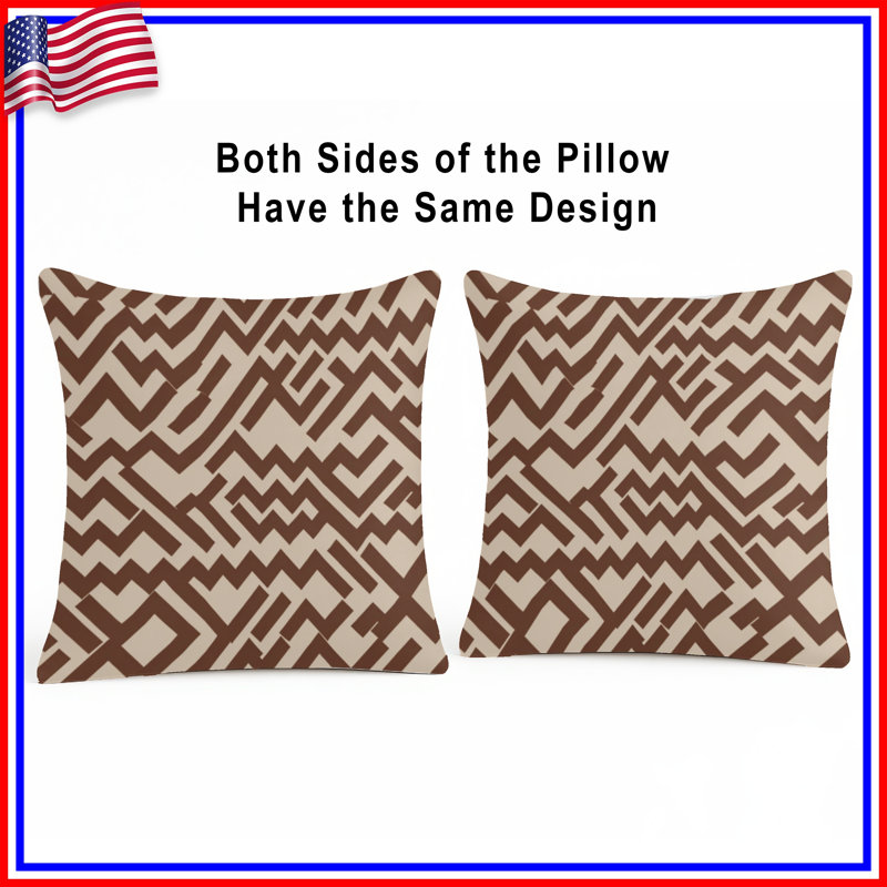 Coussins décoratifs à motif zigzag brun, 26 x 26 pouces